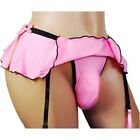 Sexy Fashion Briefs For Men With Ruffled Design And Suspender Sock Clip