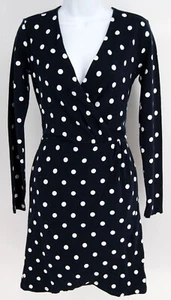 NEW Ann Taylor LOFT Polka Dot Dress Navy ORG $79.50 SZ 2 Faux Wrap - Picture 1 of 6