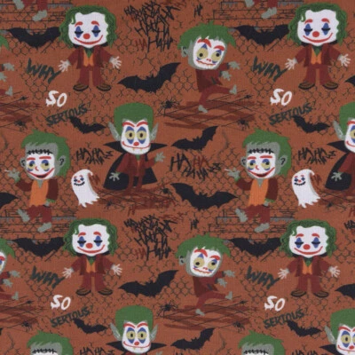 Baumwollstoff Popeline Halloween FrankensteMonster braun grün orange - Bild 1 von 4