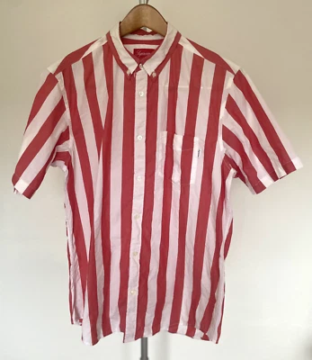 Рубашка Supreme Oxford на пуговицах мужская средний короткий рукав красная белая в полоску - Изображение 1 из 4