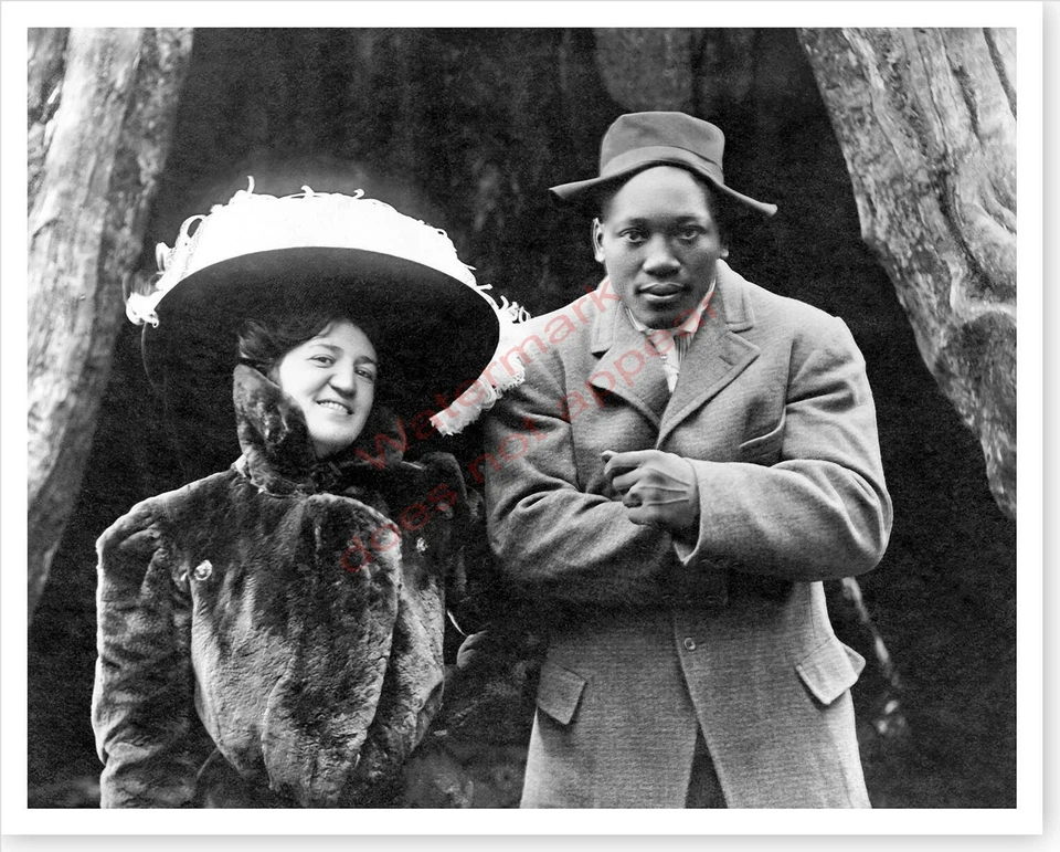 Heavyweight Boxer Jack Johnson And Wife Hattie McClay Silver Halide Photo - Image 1 of 1