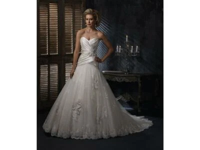 Maggie Sottero Haute Couture Isadora  J1364 Size 8 White Tulle Long Train  - Image 1 of 4