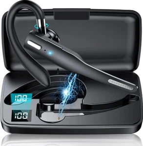 Trucker Wireless Headset Bluetooth 5.1 Earpiece Dual Mic Earbud Noise Cancelling - Picture 1 of 11