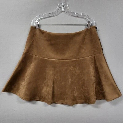Tommy Hilfiger Falda Mujer Talla 16 Imitación Gamuza Acampanada Mini Marrón Academia Preppy Foto 1 de 4