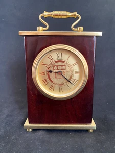 Boston College Lacquer and Brass Mantle battery operated mantle clock. Works!! - Picture 1 of 9