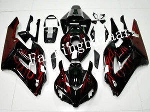 Fit for 2004 2005 CBR1000RR Black Candy Red Flame ABS Injection Mold Fairing Kit - Foto 1 di 8