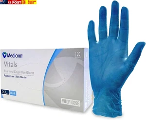 Powder Free Vinyl Gloves 100-Pieces, X-Large, Blue - Picture 1 of 7