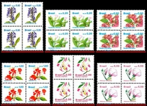 2176-81 BRAZIL 1989 FLOWERS, FLORA, RHM 669 to 674, BLOCK MNH - Picture 1 of 3