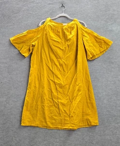 Old Navy Women Dress Large Yellow Mini Shift Cold Shoulder Flared Sleeve NWT - Picture 1 of 12