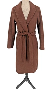 ABERCROMBIE & FITCH Wrap Coat Small Wool Blend Rust Preppy Academia  Chic - Picture 1 of 15