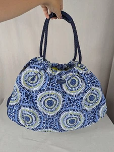Vera Bradley Starry Night White Blue Yellow Quilted Rope Handles Hobo Bag Purse - Picture 1 of 10