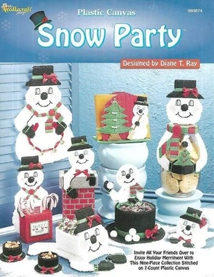 THE NEEDLECRAFT SHOP PLASTIC CANVAS SNOW PARTY 9 SNOWMAN PROJECTS - Image 1 of 2