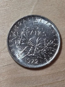 France 5 Francs coin, 1972. KM# 926a.1, nickel-plated copper-nickel. The Sower. - Picture 1 of 4