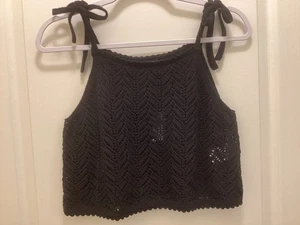 Neu mit Etikett Gap For Good schwarzes Cropped Häkel Strick Tanktop Bio-Baumwolle M - Bild 1 von 5