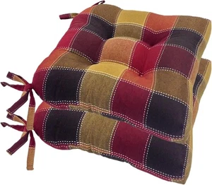Arlee Chair Cushions for Dining Chairs, Set of 4 - Fiber Filled, Plaid Woven ... - Picture 1 of 5