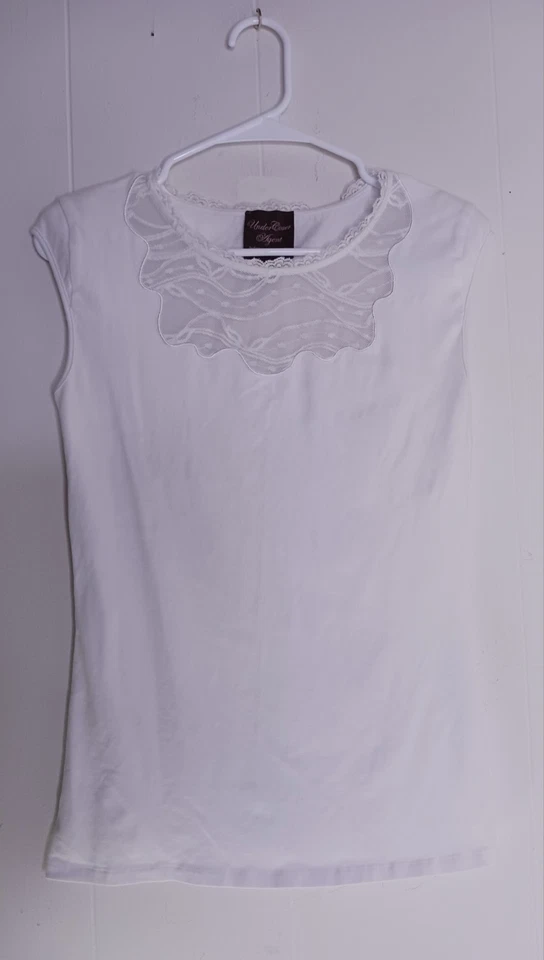Under Cover Agent By Kathleen Kirkwood White Lace Front Blouse Women's Size S - Image 1 of 4