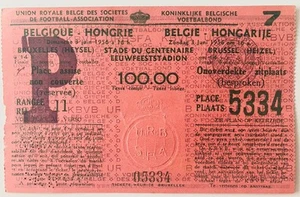 Boleto partido Bélgica v Hungría 1956 03/06/56 - Imagen 1 de 1