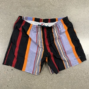 Vintage 90s Speedo Men's Striped Nylon Swim Trunks Mesh Lined Hong Kong - M - Picture 1 of 11