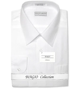 Biagio Mens 100% COTTON Solid WHITE Color Dress Shirt sz 20 34/35 - Picture 1 of 4