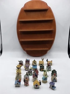 Vintage Lenox 24 Birdhouse Thimbles W/ Wooden Display Shelf - Picture 1 of 16