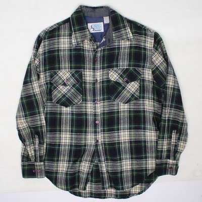 VTG Eastern Mountain Sports Flannel Shirt Mens L Green Blue Gordon Tartan Plaid - Image 1 of 4