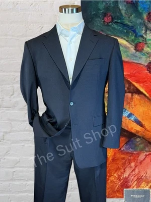 Burberry London Mens 40R 34x29 Gray Micro Check Plaid Designer Suit 3/2 Roll - Image 1 of 4