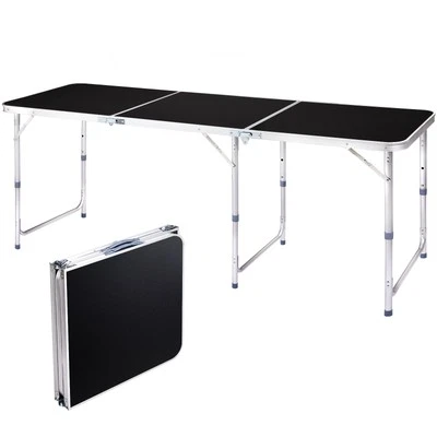 Portable Plastic 6 FT Folding Black Table Perfect for In/Outdoor Garden Party - Image 1 of 4