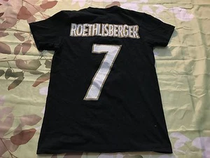 Majestic Ben Roethlisberger #7 Black Small  Pittsburgh Steelers Tshirt Football - Picture 1 of 2