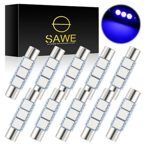 10 x SAWE Blue LED Sun Visor Vanity Mirror Lights Bulbs T6 6612F 6614F 6641 28mm - Bild 1 von 5