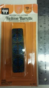 Vintage Barrette! Heavy-duty ! Leather! Unique old hard to find retro Item! NICE - Picture 1 of 4