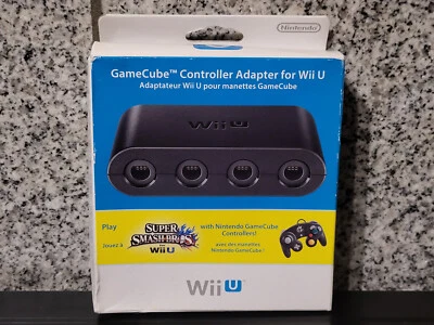 NINTENDO OFFICIEL GAMECUBE CONTROLLER ADAPTER ADAPTATEUR FOR WII U SUPER SMASH BROS NEUF