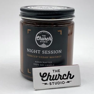 Vela de soja tabaco cedro whisky The Church Studio Tulsa OK sesiones nocturnas NUEVO - Imagen 1 de 12
