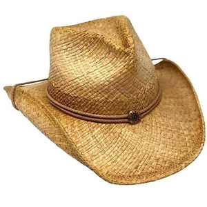 Straw Cowboy HAT Outback Western Jacaru Mens Womens Australian Leather - Picture 1 of 4