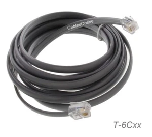 RJ12 6P6C Flat Modular 26AWG Telephone Straight-Wired Cable, Gray - Picture 1 of 3