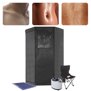 Sauna Saunakabine Eckige Dampfsauna1 Plätze Komplettpaket 1,5kW mit Stuhl & Matt - Bild 1 von 24