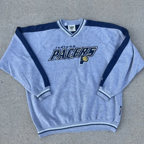 Vintage Indiana Pacers Crewneck Mens XL Blue Yellow Sweatshirt Sweater Cover