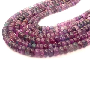 Natural Purple Fluorite Faceted Rondelle Beads 13 Inch Strand 8-9 MM Beads - Picture 1 of 6