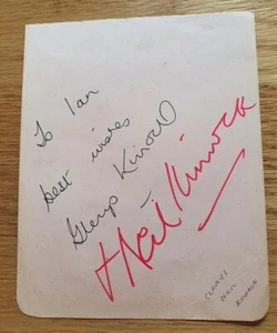 GLENYS & NEIL KINNOCK Autographs Signatures 6"x5" card Political Labour - Picture 1 of 1