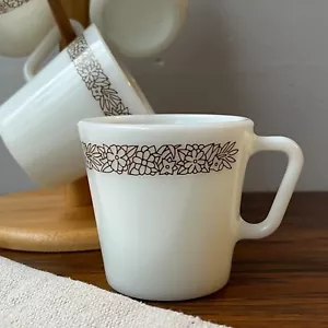 PYREX USA Woodland 4 Mugs Brown Flowers - Picture 1 of 11