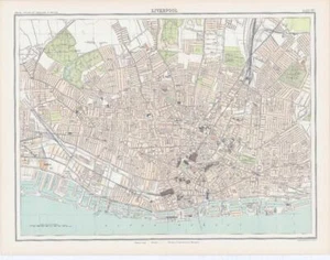 Mapa grande c1885 INGLATERRA - Liverpool Bartolomé (RA59) - Imagen 1 de 1