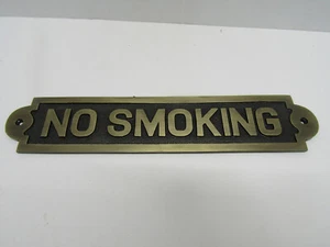 ANTIQUE BRASS NO SMOKING BRASS DOOR SIGN WALL PLAQUE  - Picture 1 of 2