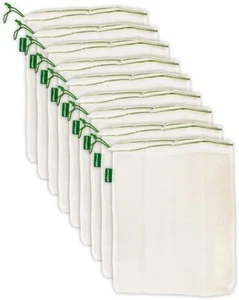 9PK Reusable Mesh Produce Bags Lightweight Strong Transparent for Fruits - Picture 1 of 1