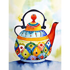 Enamelled Patterned Teapot Kettle Modern Folk Art Art Canvas Picture Print 18X24