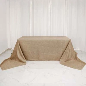 NATURAL 90x156" Rectangular Faux Burlap Tablecloth Wedding Party Linens - Picture 1 of 7
