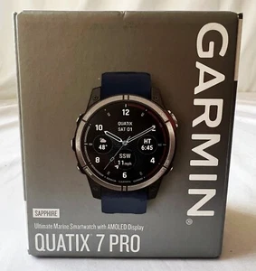 Garmin Quatix 7 Pro GPS Marine Smartwatch 33 mm Case Blue Band 010-02803-80 - Picture 1 of 7