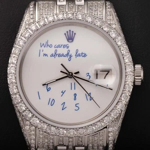 Rolex Datejust Tempestato di Diamanti Orologio 36mm Chi se Ne Frega I' Già Tardi - Foto 1 di 9
