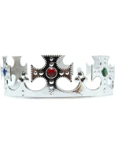 Adults Royal Silver Medieval King Crown Costume Accessory - Picture 1 of 2