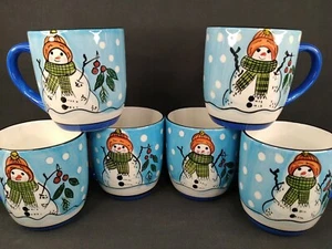 Hand Painted Libbey Christmas/Winter Snowman Wearing Hat & Scarf Mug 12 oz 4”H - Picture 1 of 7