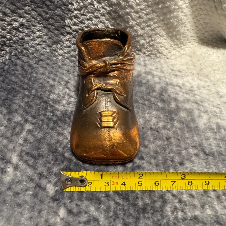 Vintage Bronzed Dipped Baby Shoe Decor Single Shoe Stamped C 2733 - Image 1 of 4