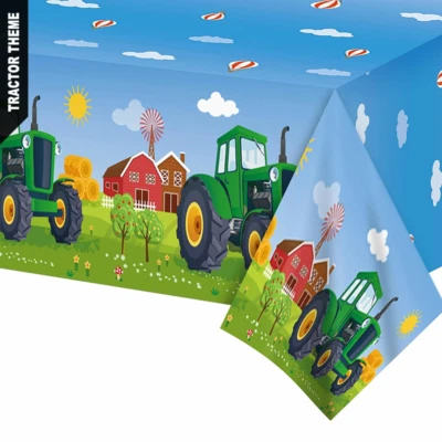 Tractor Theme Table Cover | Farm Story Birthday Party Tablecloth 220cm x 130cm - image 1 of 4